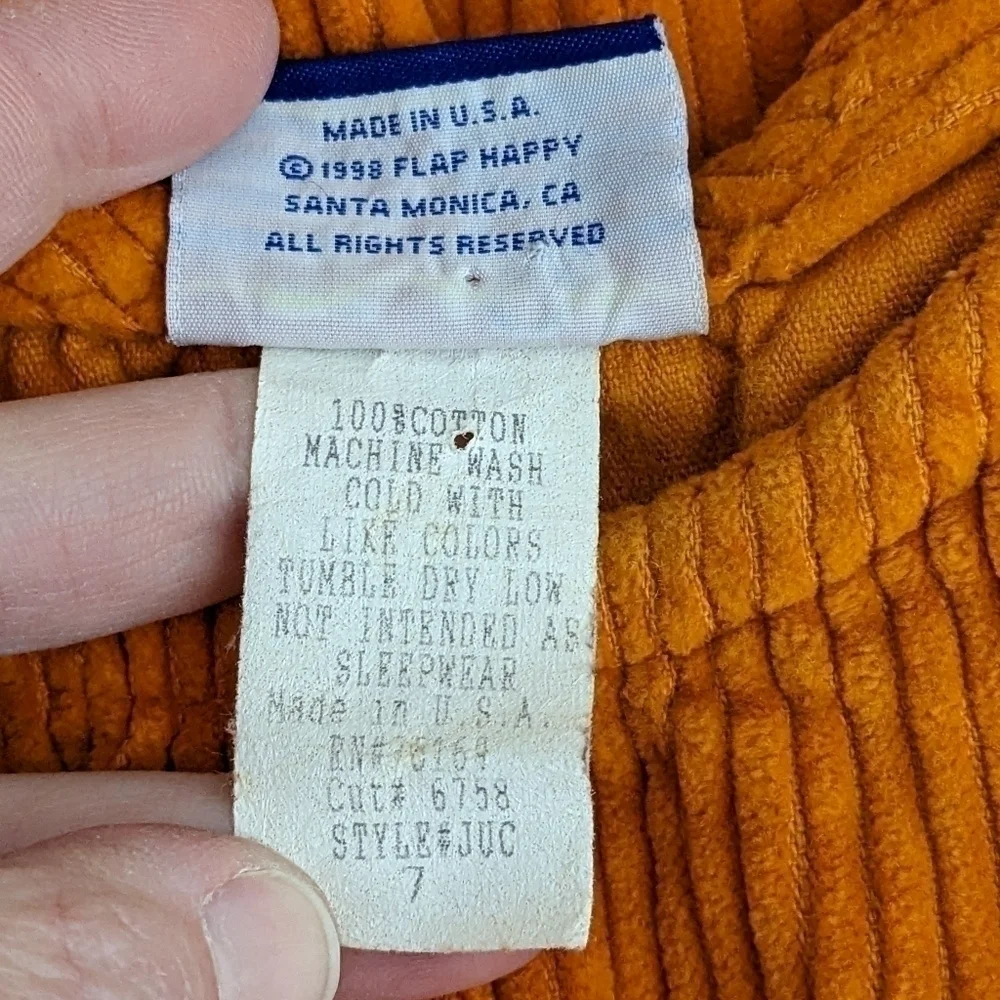 Vintage Flap Happy Wee Winter Woolies Corduroy Orange Jumper Dress 7